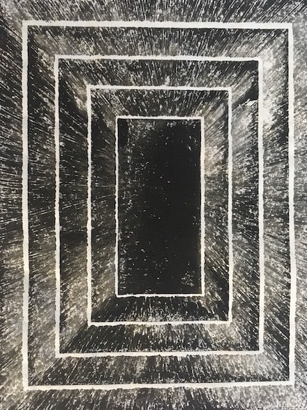 A set of cryptic black rectangles aligned inward & outward